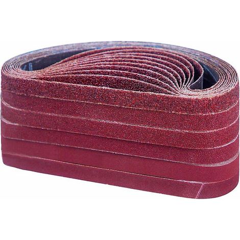 Die Schleifbänder haben die Maße 13 x 457 mm. Das Set enthält 10 Bänder mit den Körnungen 40/60/80/120/180/240 und ist für Bandschleifer geeignet.