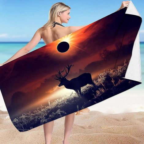 Serviette de plage en microfibre ultra-légère et colorée, couverture de plage anti-sable, serviette multi-usages pour les voyages et la piscine, 76 x 152 cm (1/4)