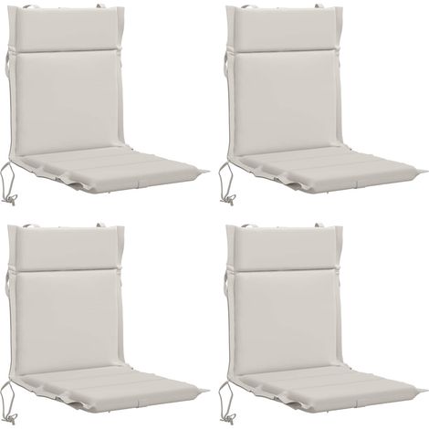 Lot de 4 coussins de chaise à dossier haut GEMERT - 110 × 50 × 3 cm - blanc - 100 % polyester