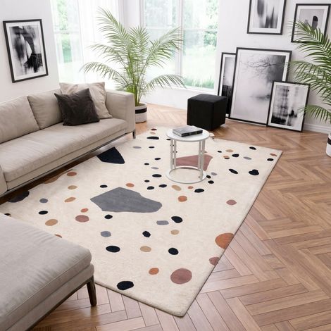 Tapis en laine BrightMosaic - Tapis en laine  - 290x190cm, Rectangular - 100% Laine vierge - Tufté main - Multicolore