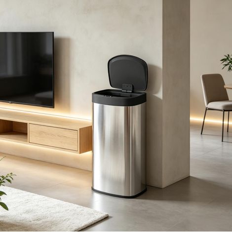 Pattumiera automatica da cucina 55 L con sensore e chiusura soft, argento OKMYHOME (1/5)