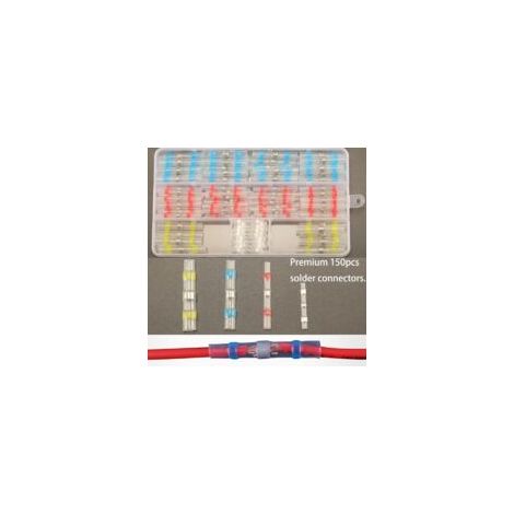 150 conectores de empalme termorretráctiles para cables, kit de conectores terminales termosellables de grado marino - Crezuo