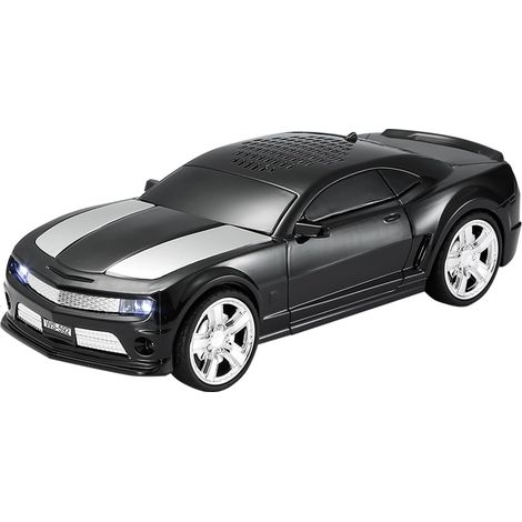 Enceinte sans fil inspirée des supercars, avec son stéréo TWS, radio FM, éclairage LED dynamique, lecture USB/TF et appels mains libres, idéale pour décorer un bureau ou une maison. Couleur : noir. (1/5)