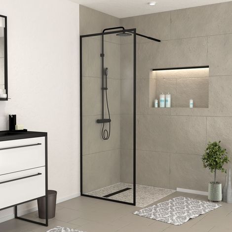Mampara de Ducha 80x200 cm - Estructura negra mate - DARK CONTOURING