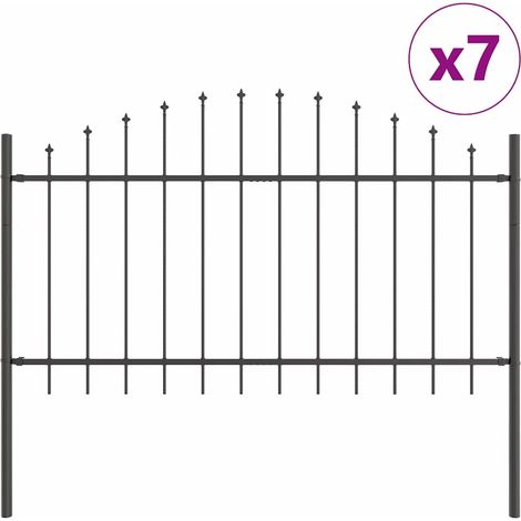 Maison Exclusive - Gartenzaun 7 pcs Grau 170 x 140 cm Pulverbesch
