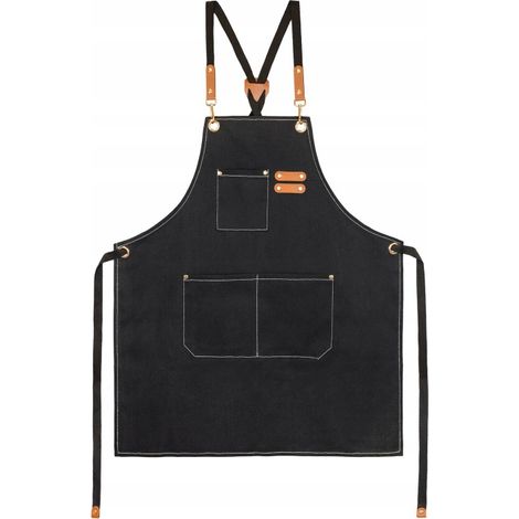 Tablier de serveur/barman/chef à bretelles croisées, couleur unie (1/3)
