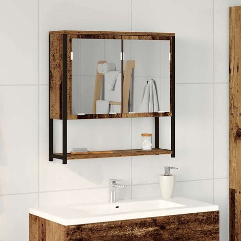 Spiegelschrank mit Regal Altholz 60 x 16 x 60 cm Holzwerkstoff