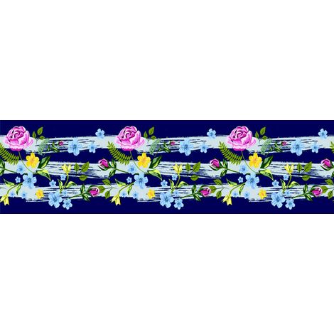 Frise auto-collante Fleurs multicolores - 1 rouleau de 14 cm x 500 cm (1/3)