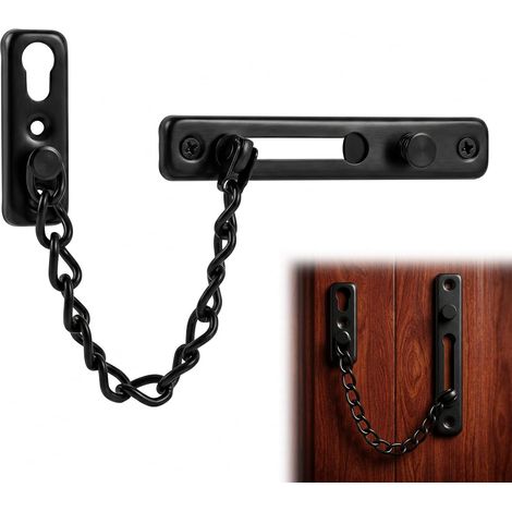 Chaîne de Sécurité pour Porte sans Perçage, Entrebaîlleur de Porte Renforcé en Acier, Sécurité Anti Intrusion pour Porte d'Entrée, Porte d'Appartement ou Hôtel, Installation Facile et Rapide (1/5)