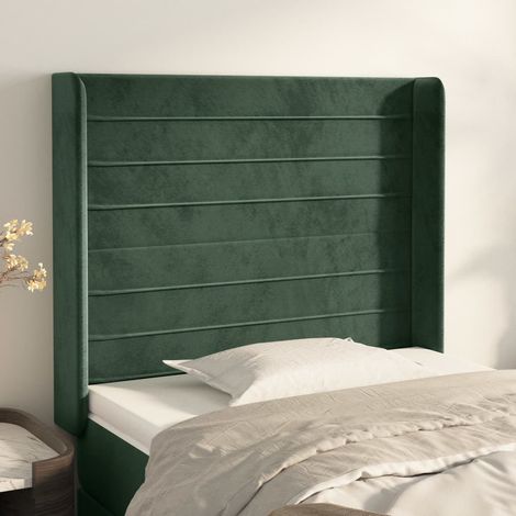 Cabecero con orejas de terciopelo verde oscuro 103x16x118/128cm vidaXL (1/5)