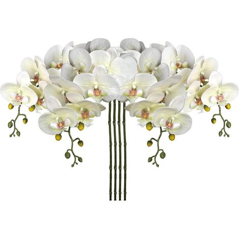 Kunstblume Orchidee Phalenopsis Orchideenzweig 9 Blüten Beige 4 PCS (1/5)