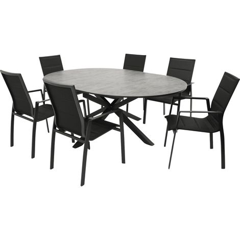 Garnitur LYON 7-teilig, Alu + ECP + Kunstgewebe schwarz