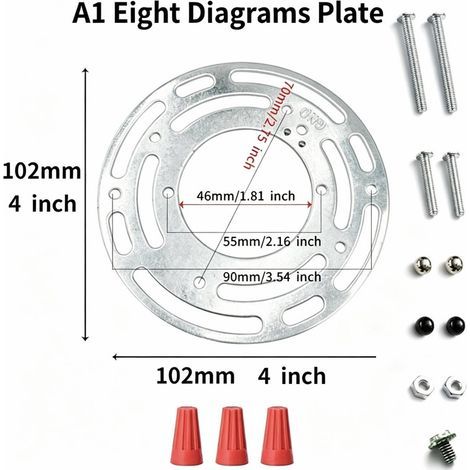 Ensemble de 1 support de fixation pour luminaires, barre transversale circulaire en acier de 10 cm (4 po), plaque pour ventilateur de plafond (1/5)