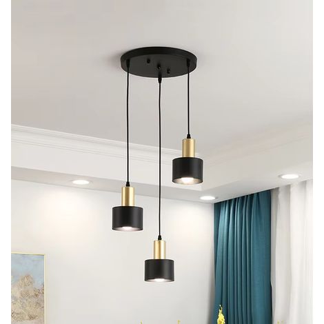 Suspension noire, suspension moderne réglable, suspension industrielle pour salon, ampoule E27 non incluse (1/5)