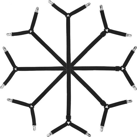 Correas triangulares ajustables para sujetar las sábanas y conseguir un colchón liso, juego de 4, color negro -Crezuo