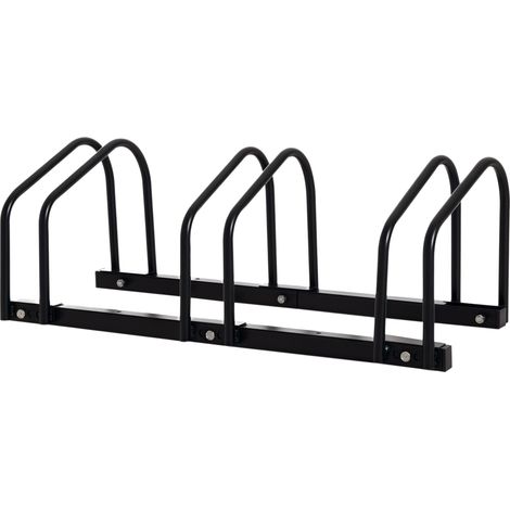 Râtelier 3 vélos -  - rangement pneu 65 mm sol ou mural - pour VTT enfants BMX - 76 x 33 x 27 cm - acier - noir