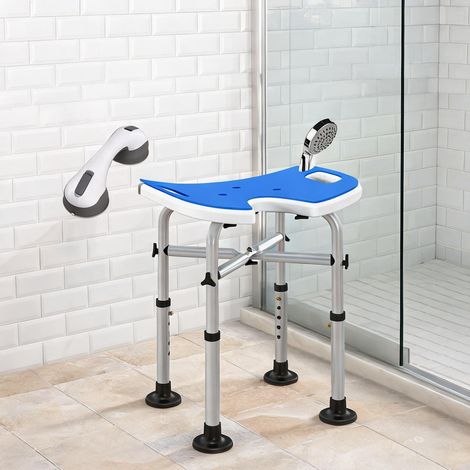 Chaise de douche en aluminium réglable assise en U azul (1/5)