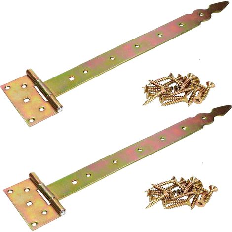 KOTARBAU® Set di 2 cerniere a T, decorative, 400 mm, zincate, colore giallo (1/5)