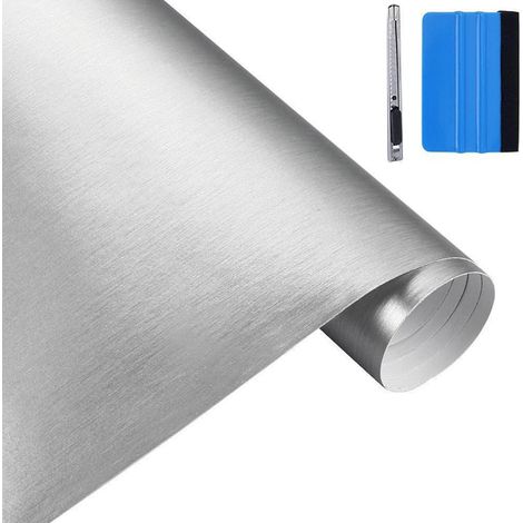 Silber gebürstete Vinyl Folie 50x150cm Matt Chrom Metallic Auto Wrapping Aufkleber (1/5)