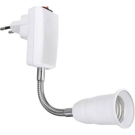 Adaptador de Enchufe E27 Europeo con interruptor Blanco
