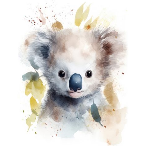 Tableau sur toile koala aquarelle 30x45 cm - Impression sur Toile Murale Décorative - Image imprimée en HD sur Toile - Toile sur Châssis en Bois FSC - Fabriqué en France (1/4)