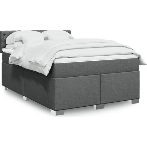 Boxspringbett mit Matratze Dunkelgrau 140x200 cm Stoff