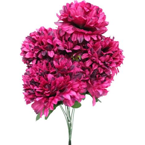 Künstlicher Strauß aus 9 burgunderroten Chrysanthemen, 58 cm, hohe Qualität (1/3)