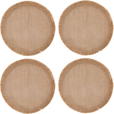 Mikasa Salvamanteles Redondos de Arpillera, Juego de 4 Salvamanteles Naturales para la Mesa de Diario, 38cm