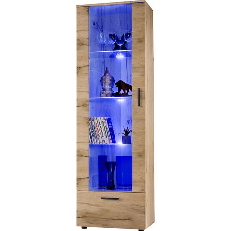 Vitrines Murales  T40, Extreme Furniture, (LxHxP): 62 x 192 x 42, Carcasse en Noir Mat, Façades en Noir Brillant, sans LED (1/5)