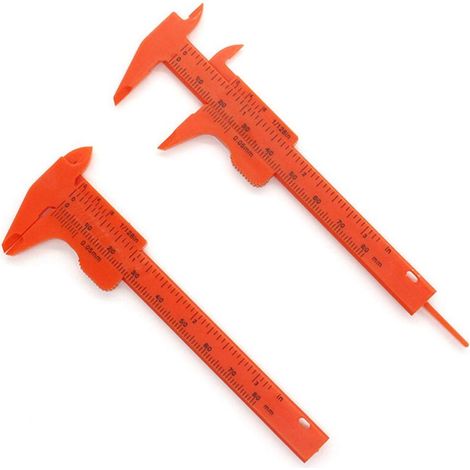 SABIR Outils de Jauge en Plastique Bricolage Calipers Mini Coulissante Vernier Calibre Jauge Vernier Calibre Outil de Mesure Règle 80mm, Convient pour la Mesure de Boutons, Jade, Bijoux (Orange, 2 Pcs (1/5)