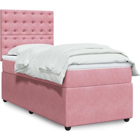Boxspringbett mit Matratze Rosa 90x200 cm Samt (1/5)
