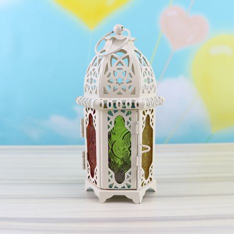 Lanterne Marocaine - En Alliage Métallique - Pour Bougie Standard - Décoration Intérieure et Extérieure - 15,5 Pouces - 1 Pièce (1/4)