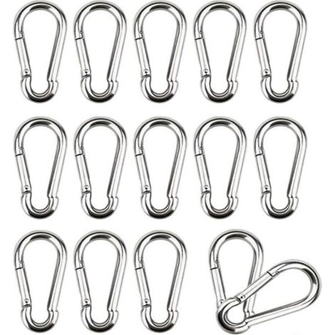 16 Pièces Mousquetons M4 Mousqueton INOX 304 Petit Mousqueton Boucle à Ressort Convient pour Suspendre Crochet Fixe 40 x 4 mm (1/5)