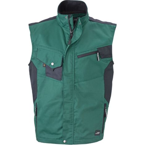 James & Nicholson Workwear Weste JN822 Gr. 2XL dark-green/black (1/2)