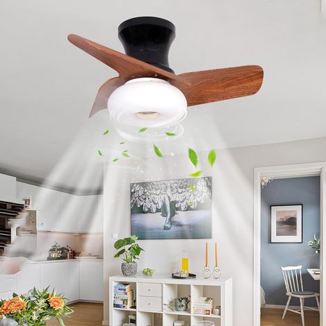 Ventilateur de plafond 60 cm avec lumière, télécommande/contrôle par application, plafonnier LED à intensité variable avec ventilateur, 6 vitesses (1/5)