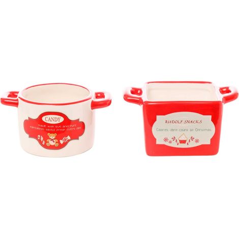 ARPIMEX Vasetto Ceramica Natale 10 x 6,5 x 4,5 Cm Bianco Rosso 1Pz