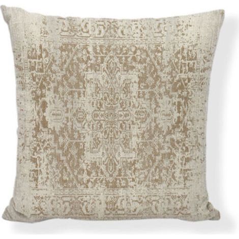 Ensemble de 2 coussins 45x45 cm, taie d'oreiller décorative bohème moderne, lin beige, motif mandala, coussin décoratif pour fauteuil long (1/5)