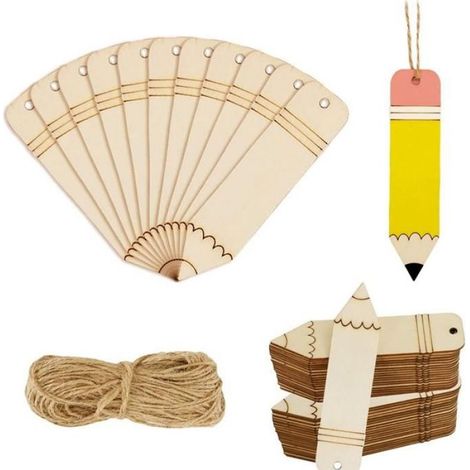 60 Stück leere Lesezeichen-Bastelvorlagen aus Holz, Bleistift-Bastelvorlage, unfertige Scheiben für Feiertage, Geburtstage und Partys (1/4)