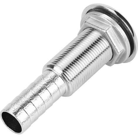 Passe-coque inox 316 renforcé poli miroir raccord barbé bateau yacht vidange 3/4 pouce argent 1 pièce (1/5)