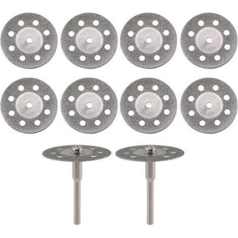 10pcs Diamond Cutting Wheels 22mm Dia Cutting Discs with 2pcs 3mm Mandrels Replacement for Dremel Rotary Tools (1/5)