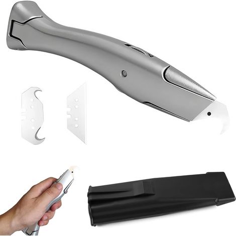 Carpet Cutter for Cutting Carpet and Precision, Hook Knife with Replacement Blades and Protectors Plastic, Aluminium Alloy, for Cutting PVC Flooring (1/5)