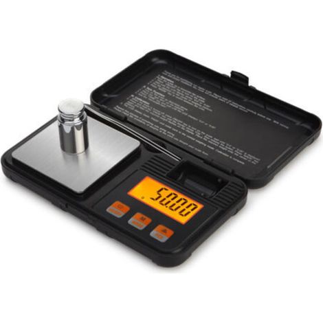 Balance de Cuisine, 50g/0.001g Balance de Poche Numérique, Balances Alimentaires de Précision 0,001 g, avec Étalonnage Poids 50g, Pince à Épiler, Fonction de Tare, LCD Rétroéclairé