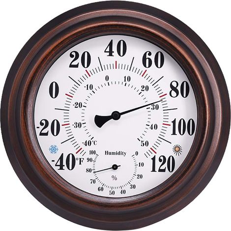 Thermomètre intérieur extérieur sans fil - Aucune pile requise Thermomètre suspendu rond de 20,3 cm de diamètre (1/5)