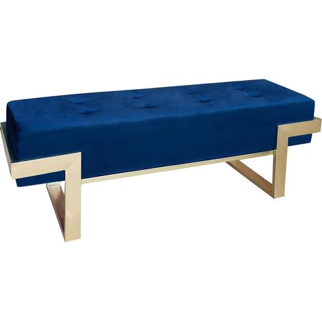 Banquette Istanbul Velours Bleu Pieds Or (1/2)
