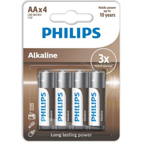 Pila alcalina aa, lr06, 1,5 v, ø14,5 x 50,5 mm, 4 uds, blíster
