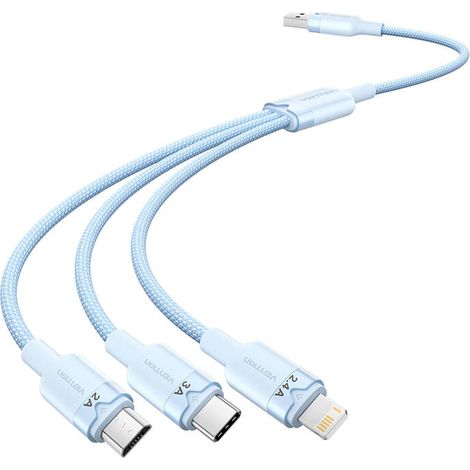 USB 2.0 A auf 3-in-1 3A Vention CTPLG Kabel 1,5 m (Blau)