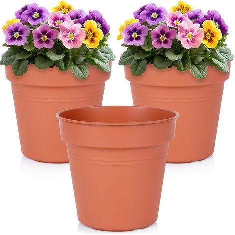 Vaso da giardino rotondo in plastica, 17 cm, 3 pezzi.