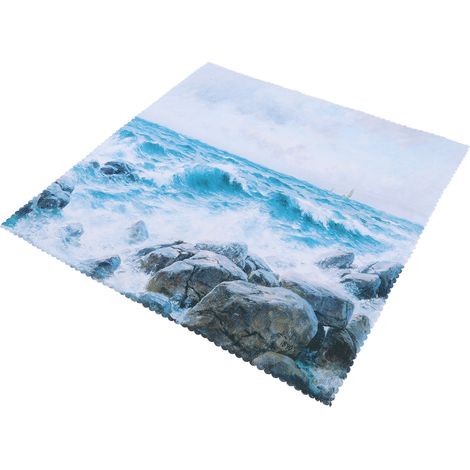 Nappe en Fibre de Polyester 140x180cm, Style Décontracté Naturel à Motif Vagues et Rochers, Facile à Nettoyer, Pratique pour Restaurant ou Maison (1/5)