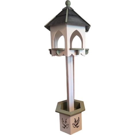 Alderton Large Bird Table with Planter, Slate Roof - L65 x W65 x H215 cm