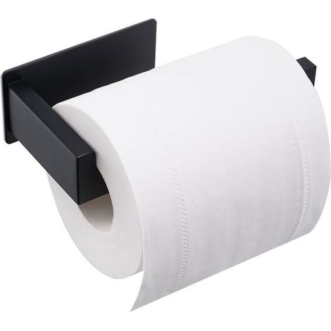 Porte-papier toilette sans perçage - En acier inoxydable 304 auto-adhésif - Noir - Pour salle de bain et cuisine (1/4)